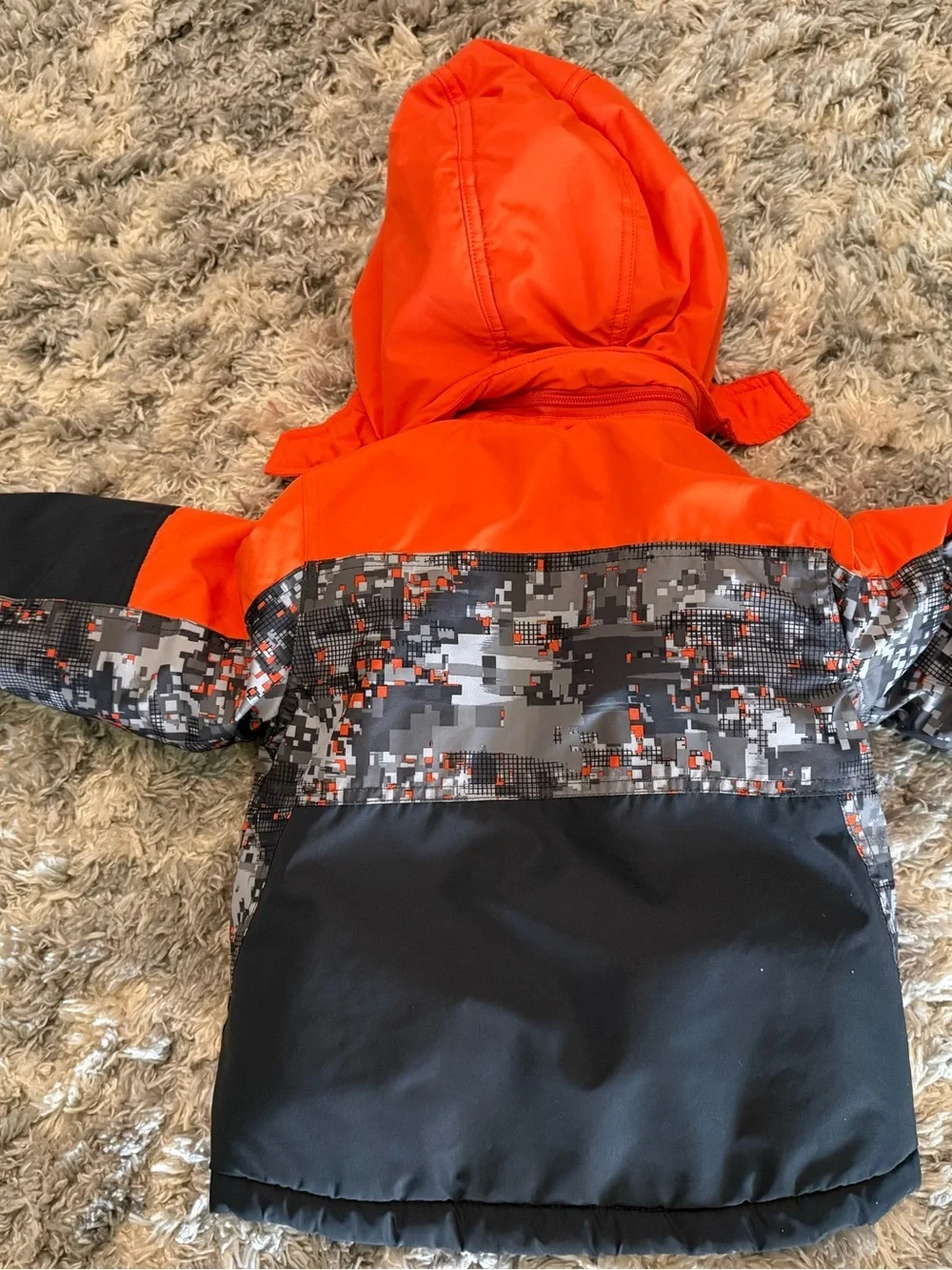 Snozu Orange and Gray Pixel Kids winter jacket